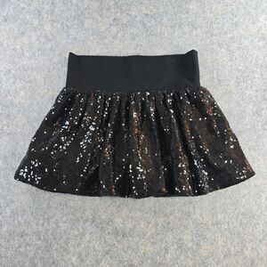 ee:some Women's Black Sparkly Sequin Bubble Mini Skirt Size M Lined Party Formal